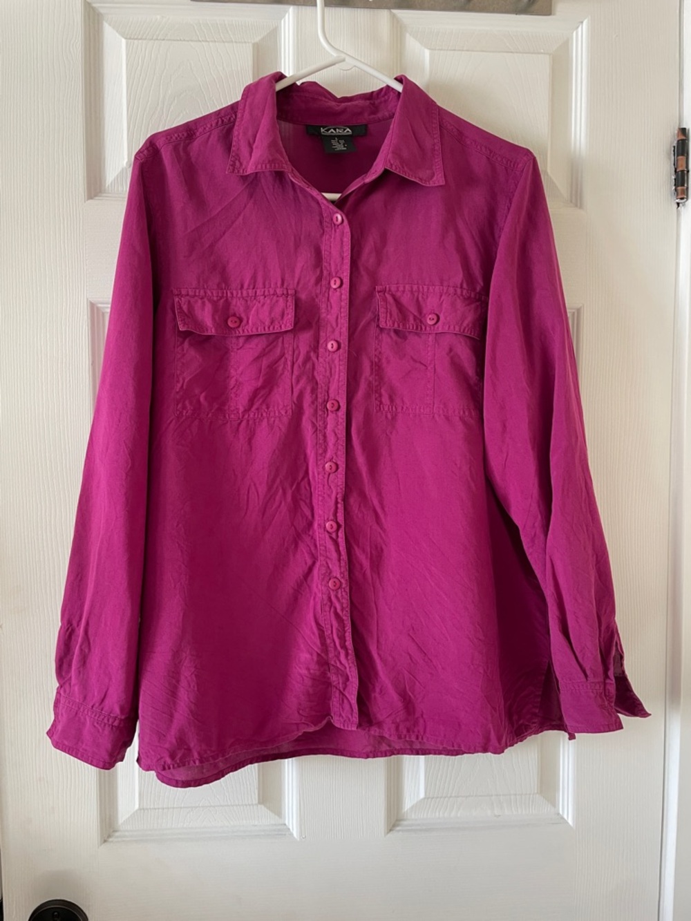 Kara pink magenta long sleeve silk blouse shirt